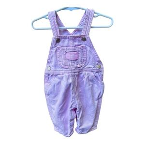 Vintage OshKosh Baby Girl Pink & White Striped Overalls Vestbak 90s 3-6 months